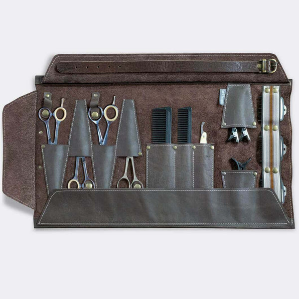 Duke and Sons Professional barber tool roll in brown leather