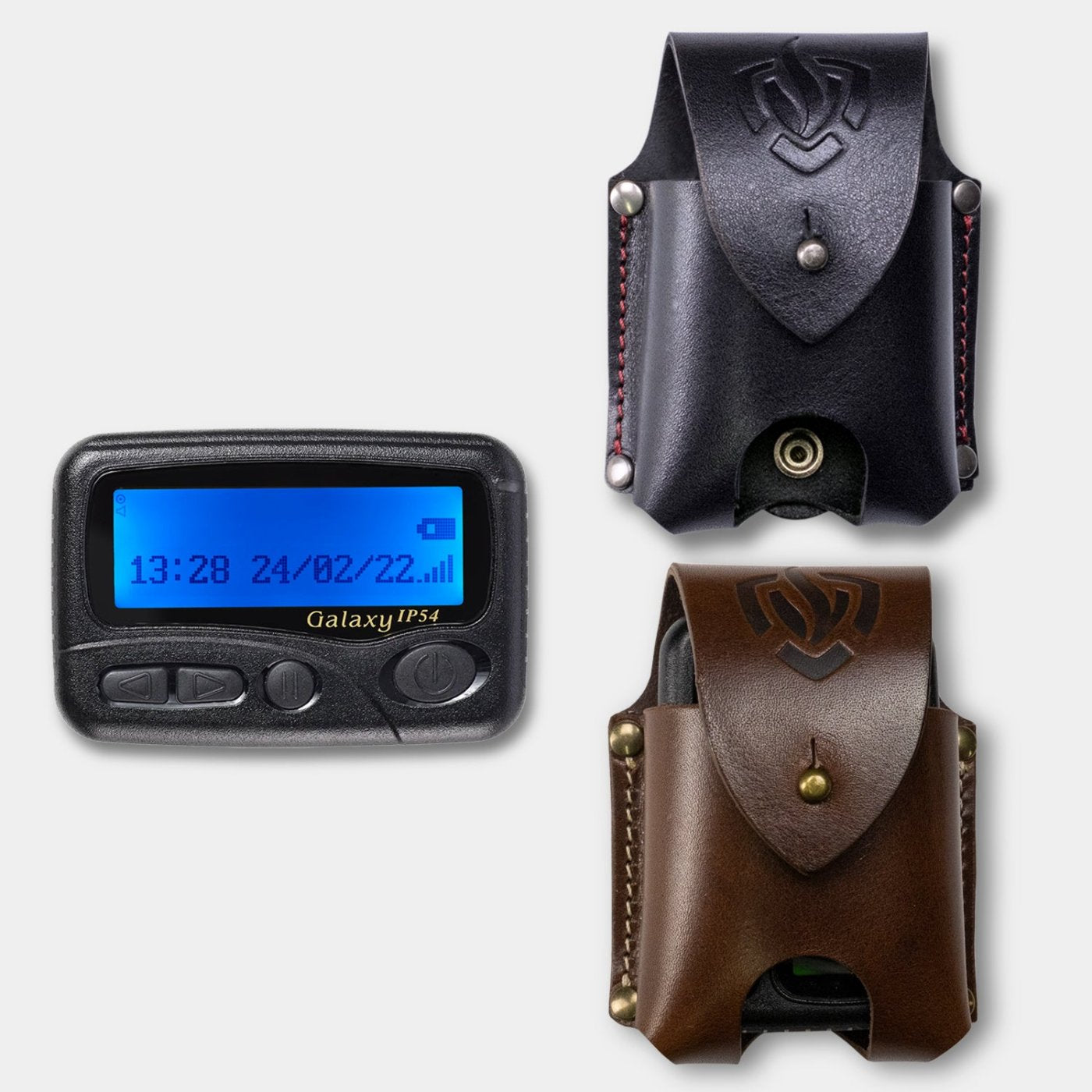 Galaxy IP54 pager houder, tuigleer, model A + B