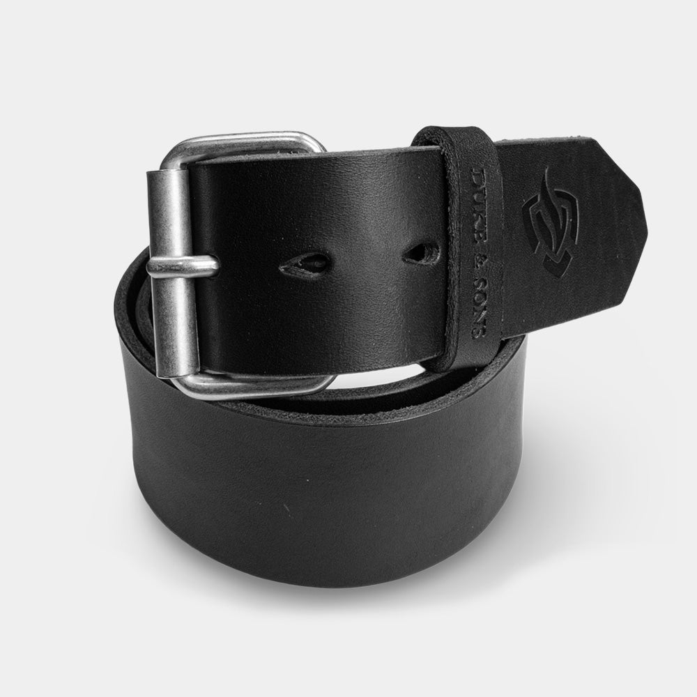 Brandweer riem, zwart tuigleer 50mm