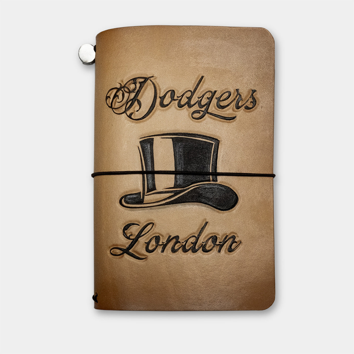 Duke and Sons vegetan leather Traveler notebook with custom logo front