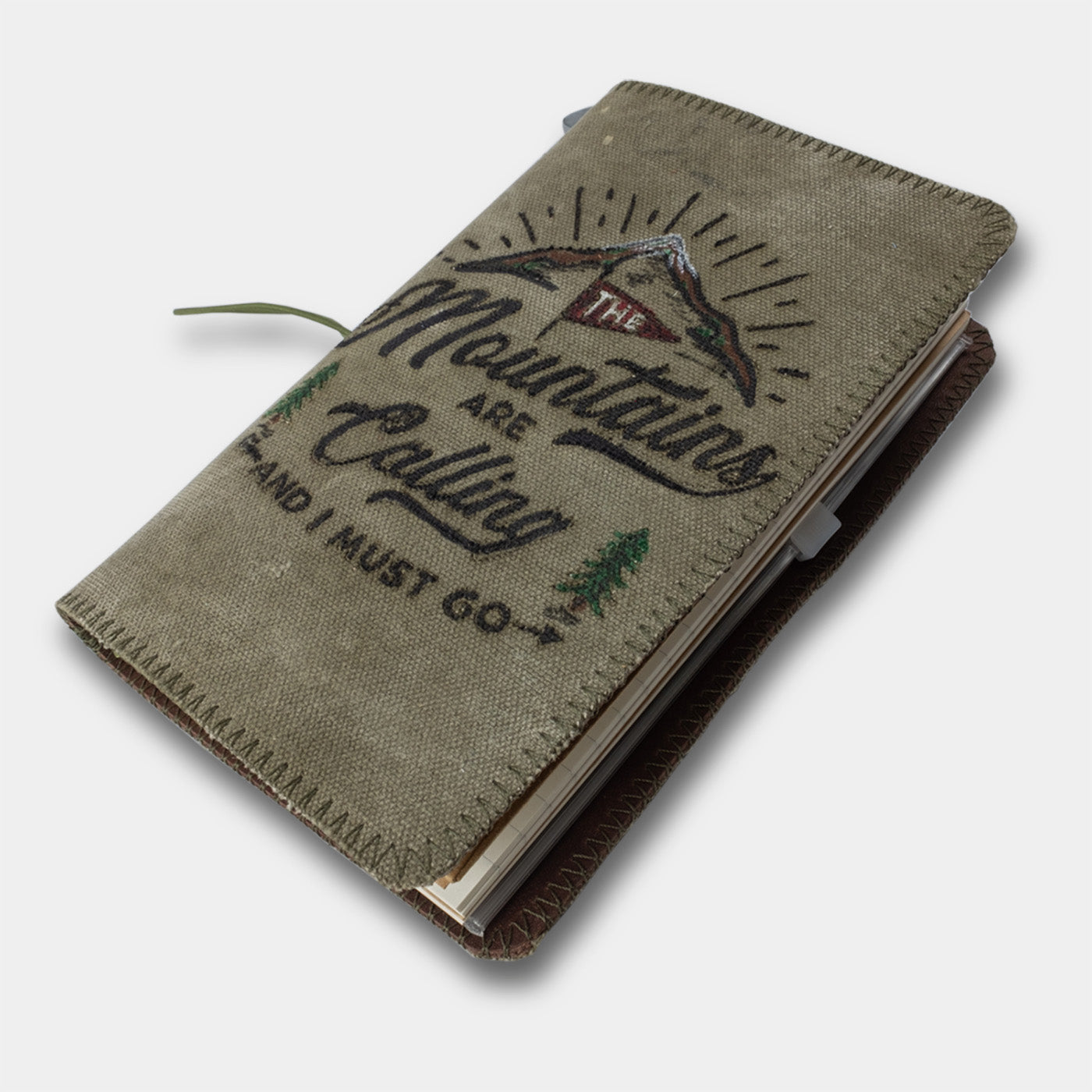 Duke and Sons traveler's notebook 'Mountains' logo canvas cover top