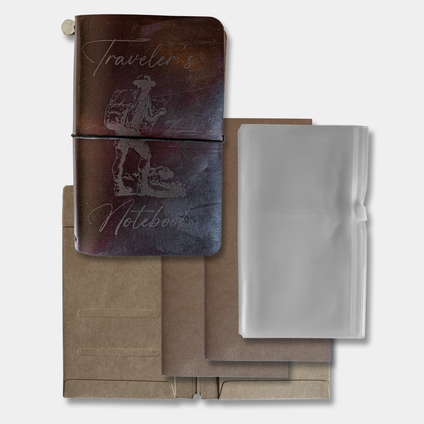 Duke and Sons horween leather Traveler notebook with parts