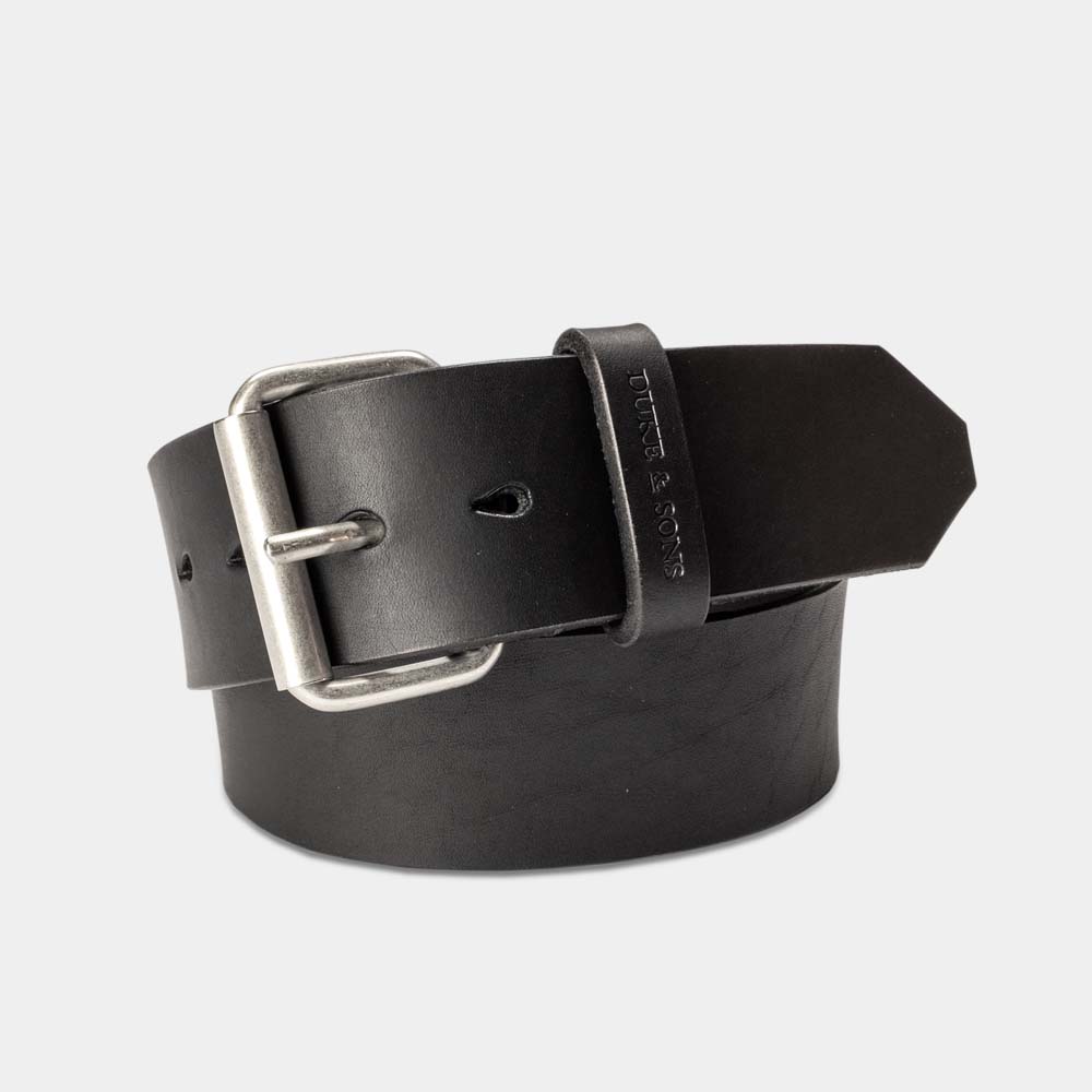 Men s Belt 2 inch black color hand stitched roller buckle