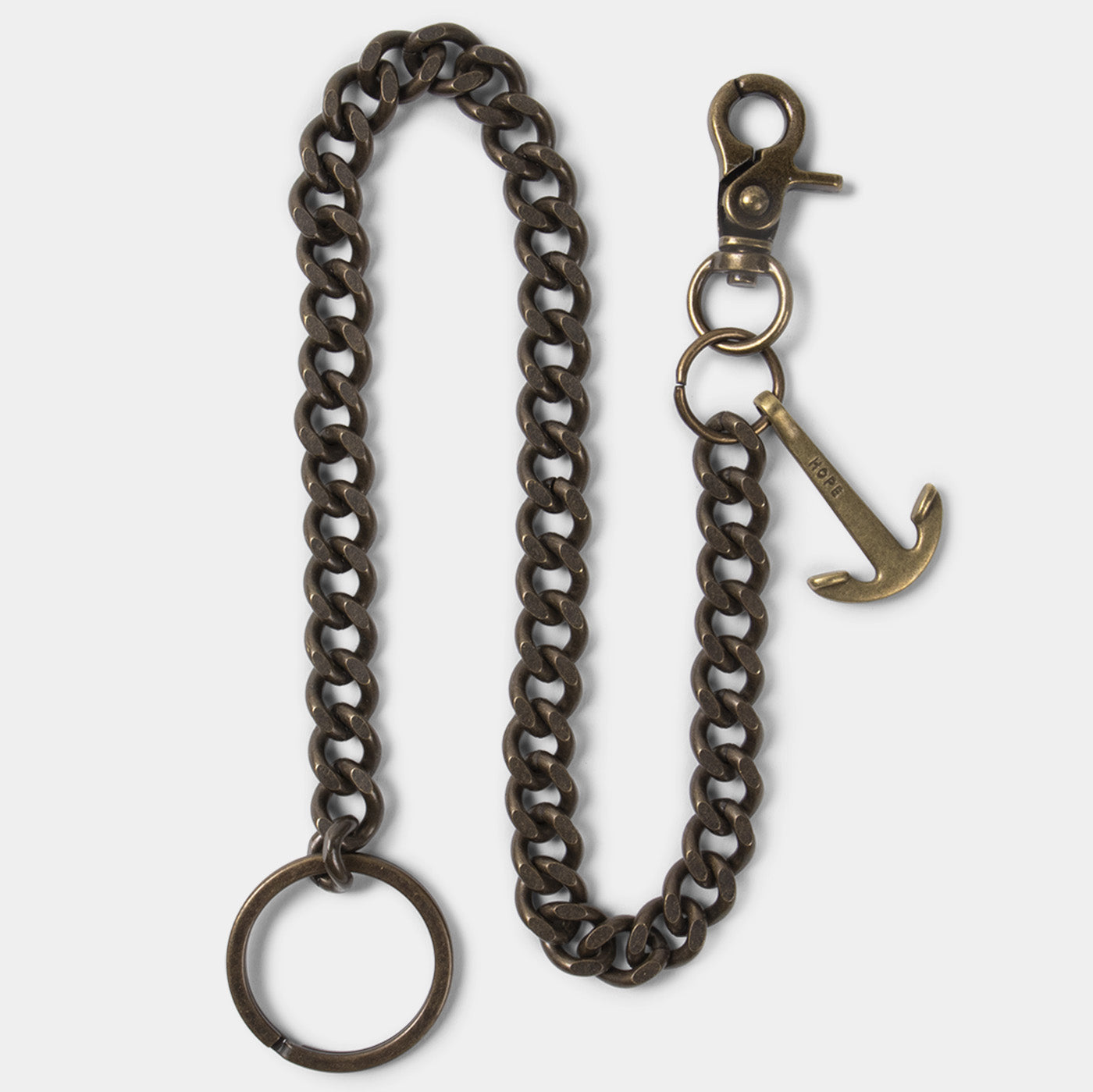 Bronze keychain (50cm) with anchor or feather. - Duke & Sons Leather