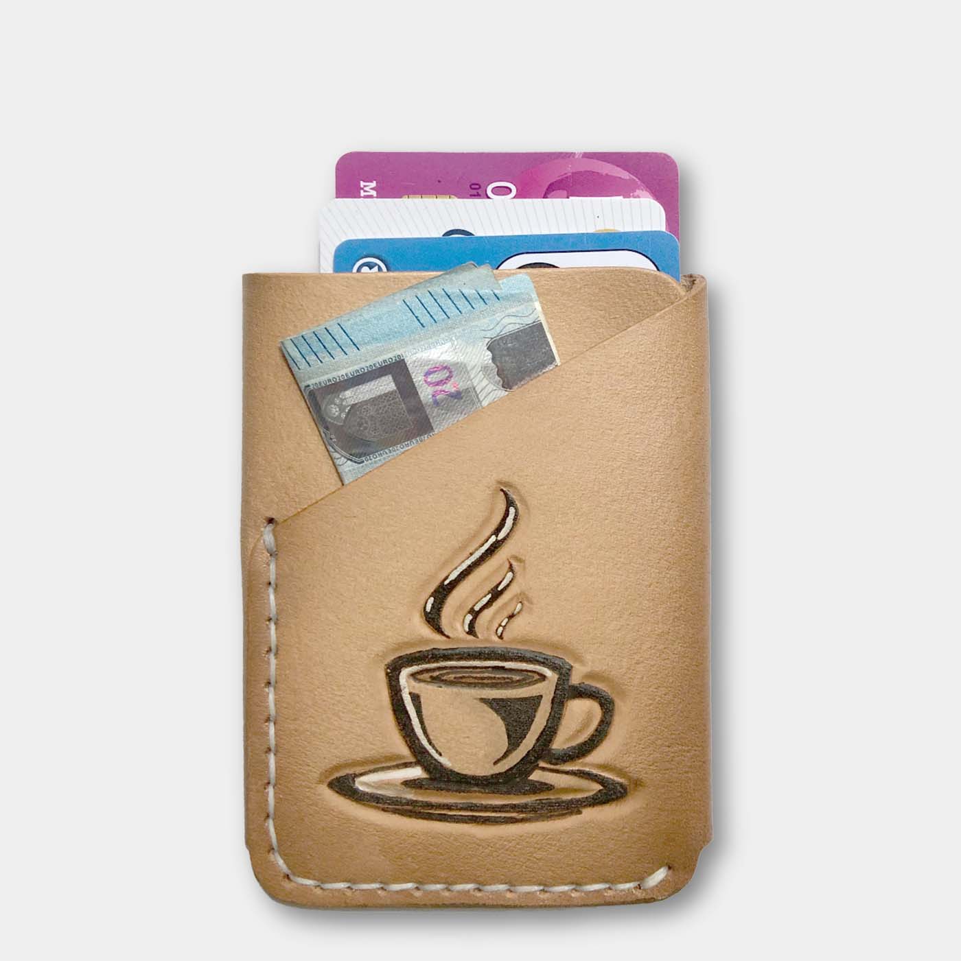 Duke and Sons folded pocket wallet barista coffee image with cards and money