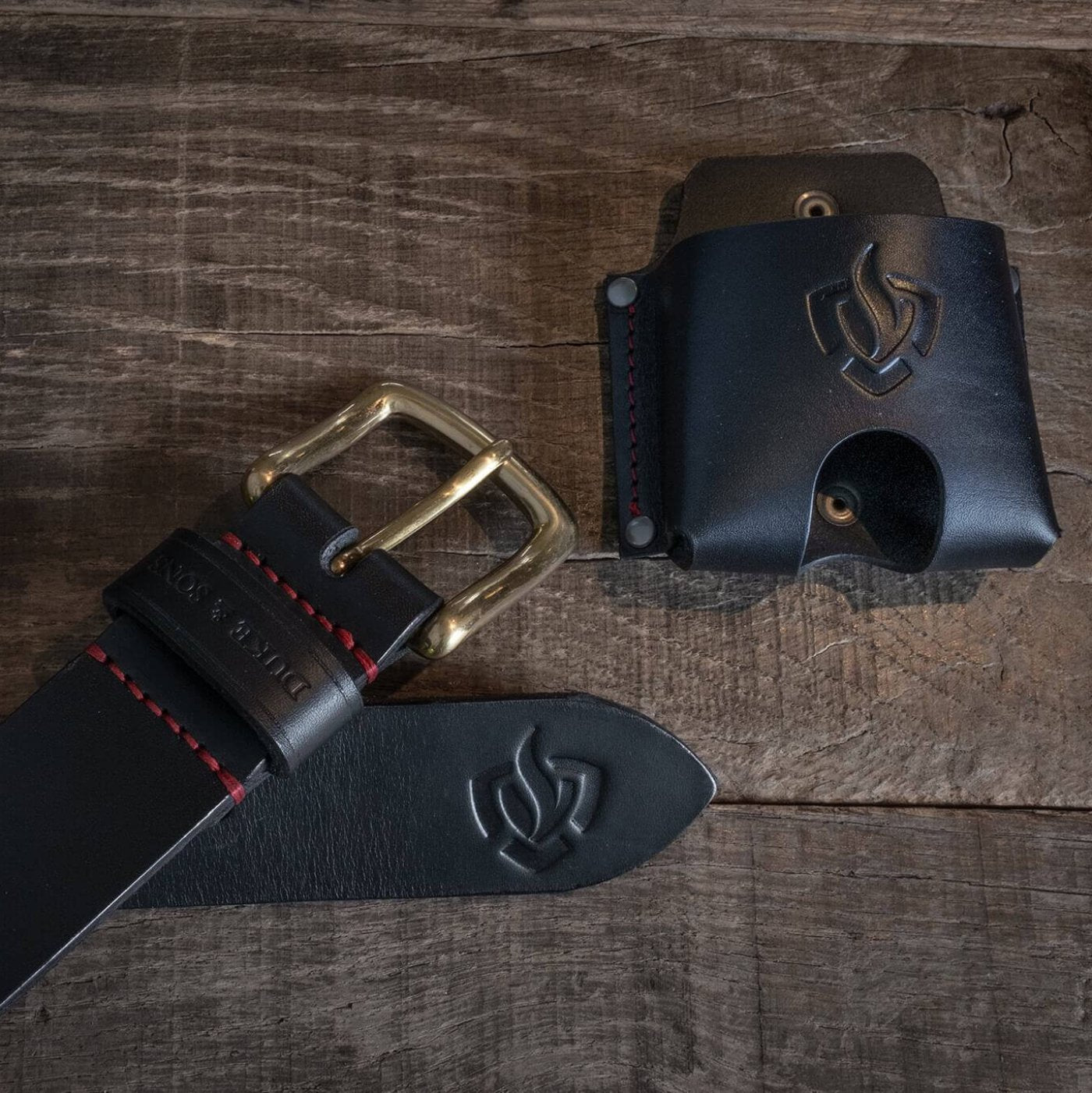 Brandweer riem, zwart tuigleer - Duke & Sons Leather
