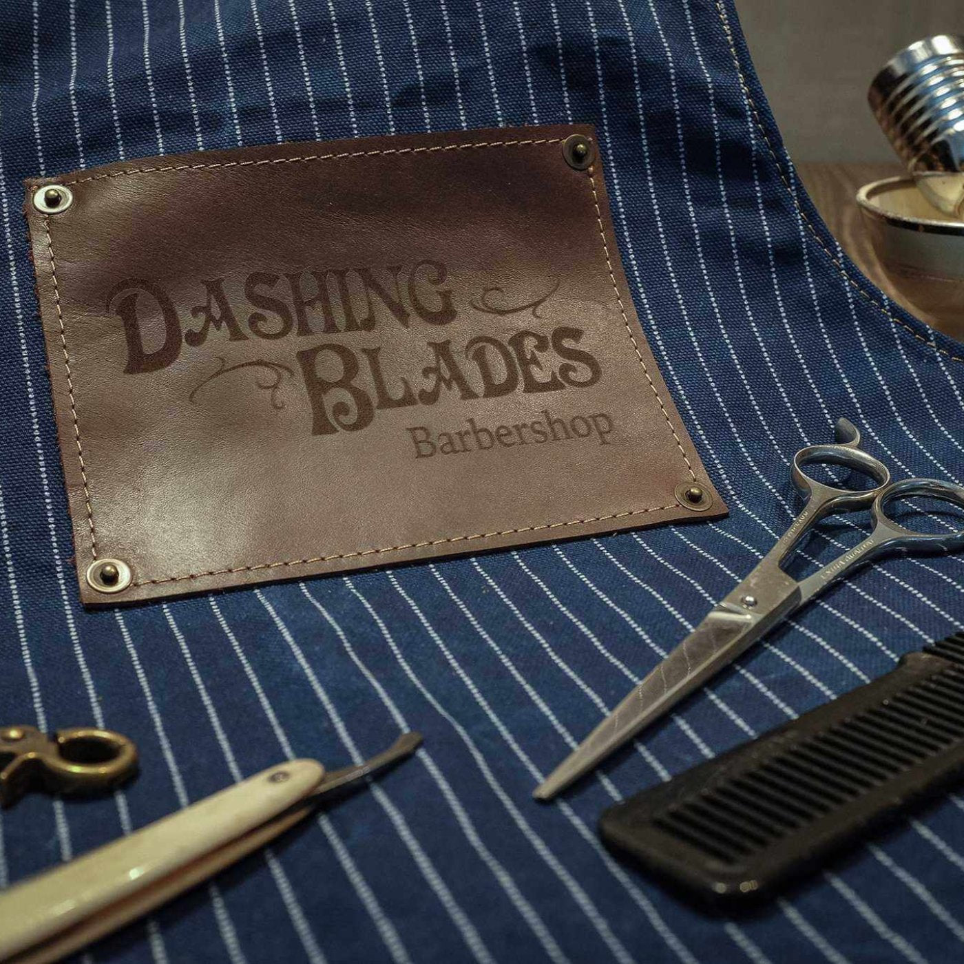 Barber apron, (Japanese wabash cotton) for the professional barber and hairdresser - Duke & Sons Leather