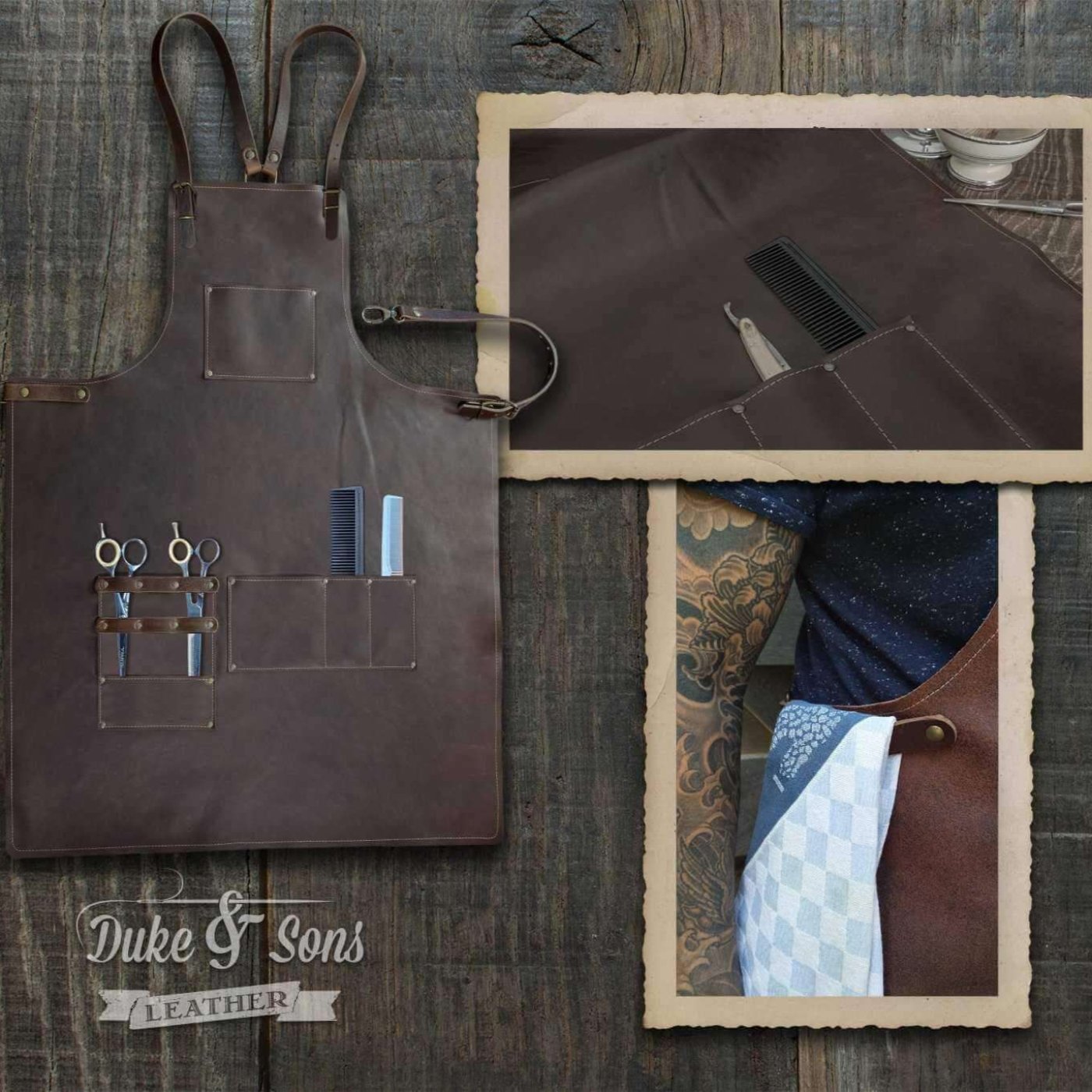 Barber apron (A-grade leather) for the professional barber and hairdresser - Duke & Sons Leather