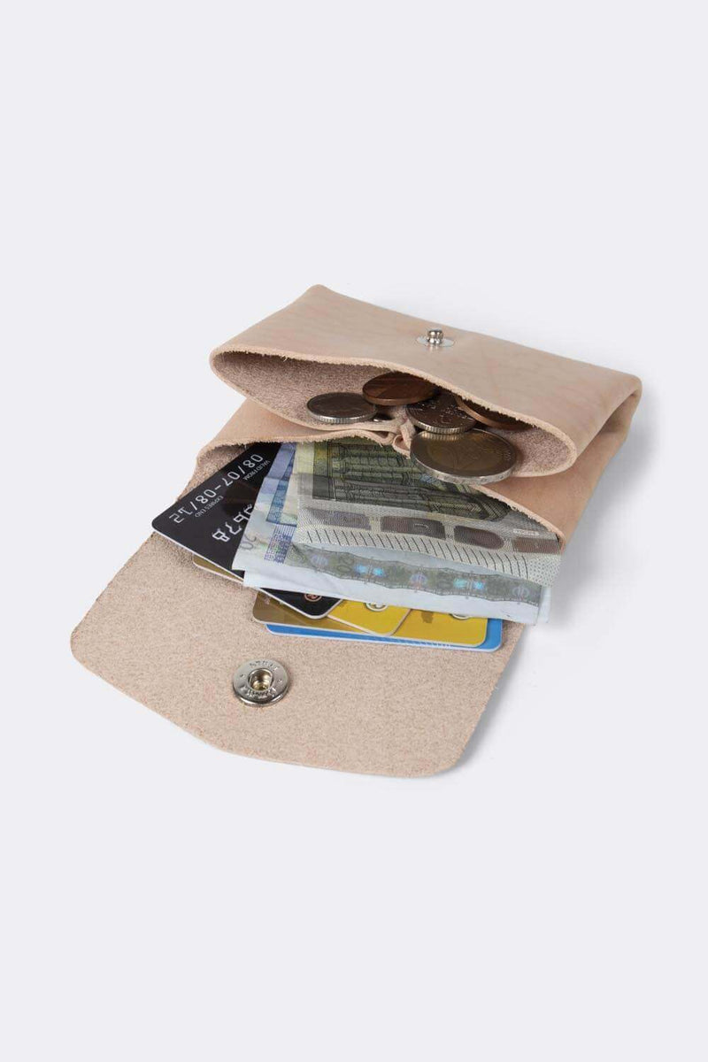 Pocket wallet, can hold cards, bills and coins (natural vegetan leather) - Duke & Sons Leather