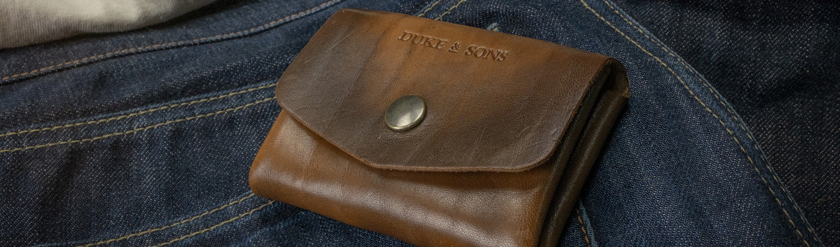 Pocket wallet on denim scene | Duke and Sons Leather