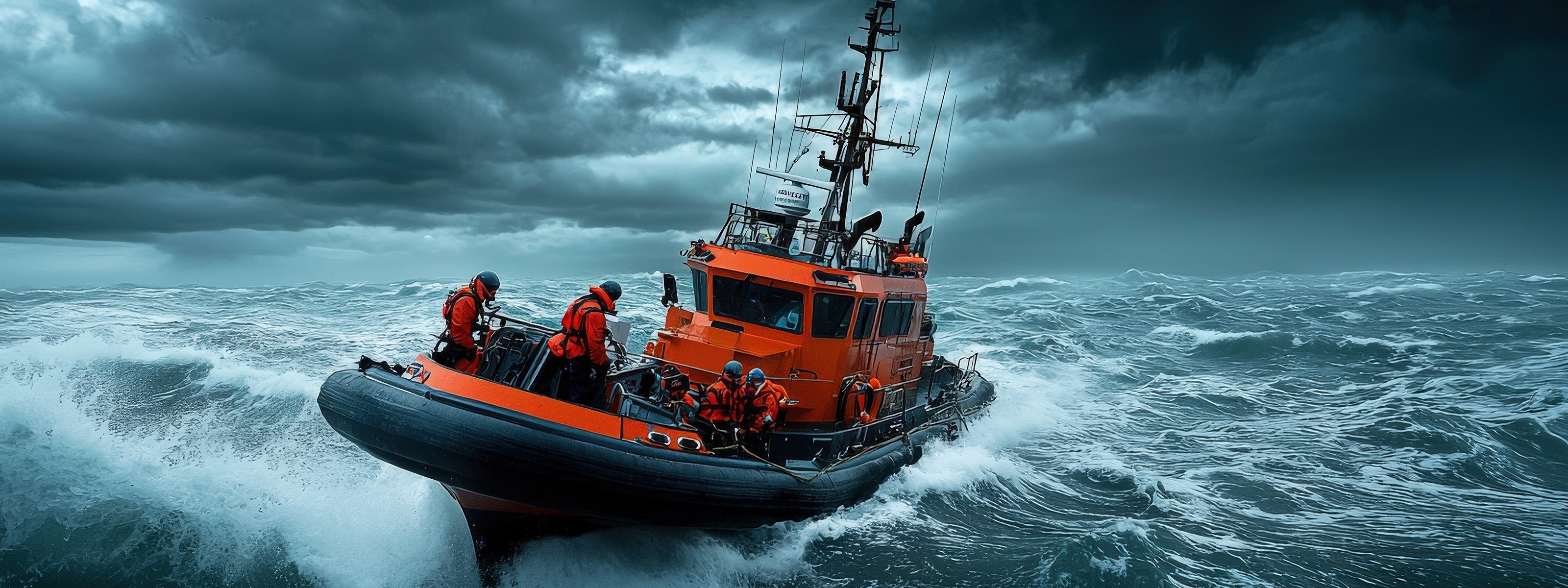 Reddingsboot op open zee