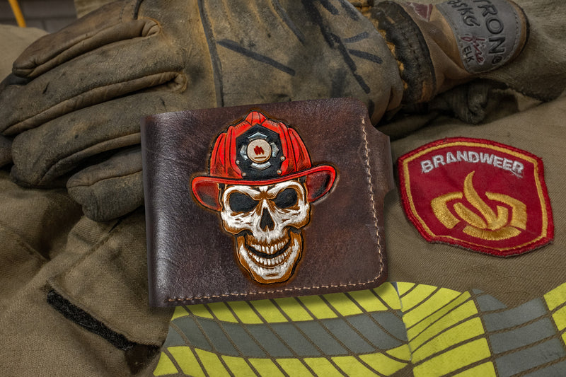 Duke and Sons leather FireFighter bifold wallet front scene