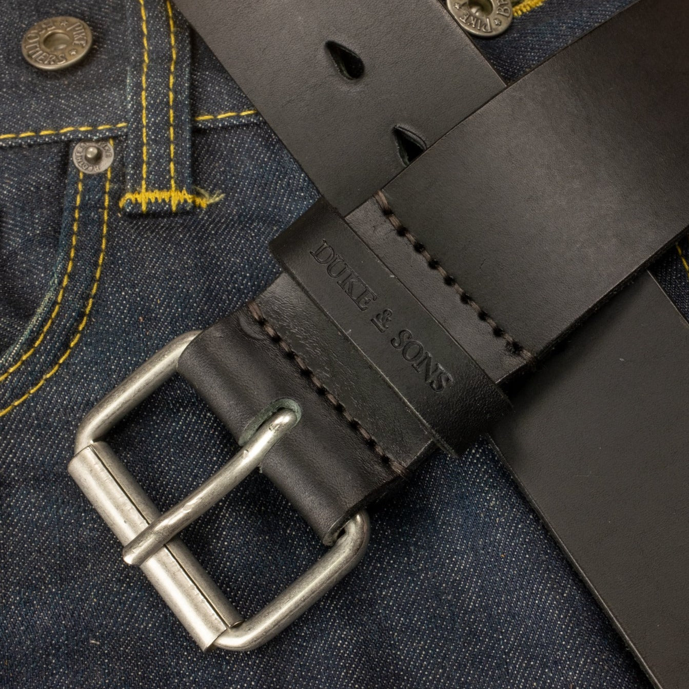 Duke and Sons 2-inch black leather jeans belt jeans scene