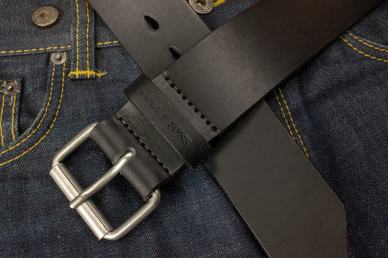 Duke and Sons 2-inch black leather jeans belt jeans scene