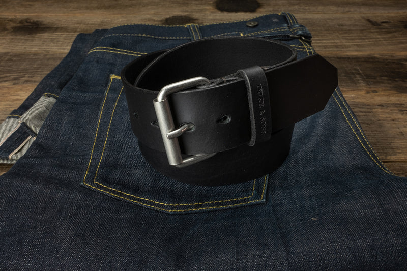 Duke and Sons 2-inch black leather jeans belt hero scene