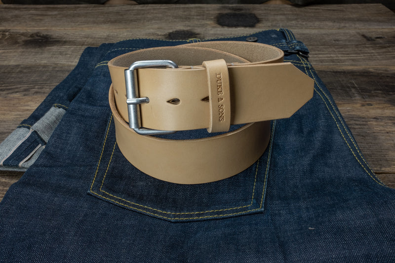 Duke and Sons 2-inch natural leather jeans belt hero scene