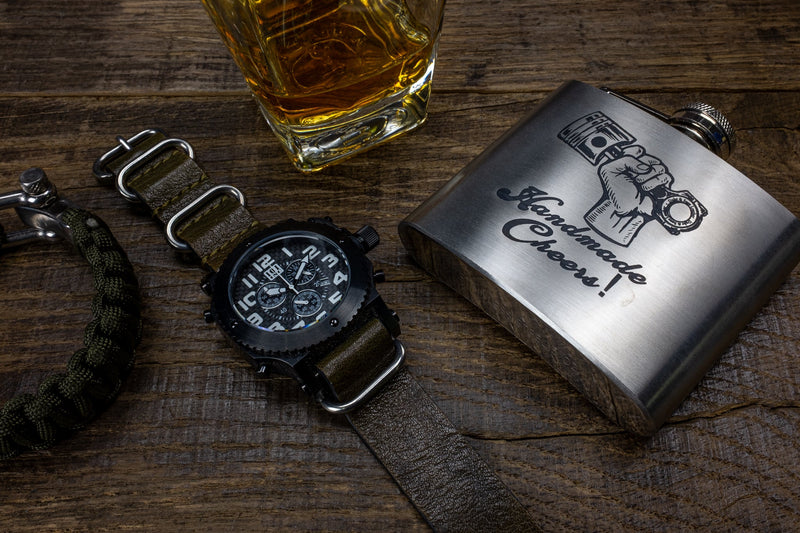 Duke and Sons Stainless steel pocket flask with laser engraved logo 3 scene 2