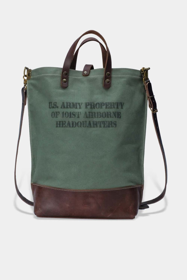 handmade olive green canvas tote bag 101st Airborne front