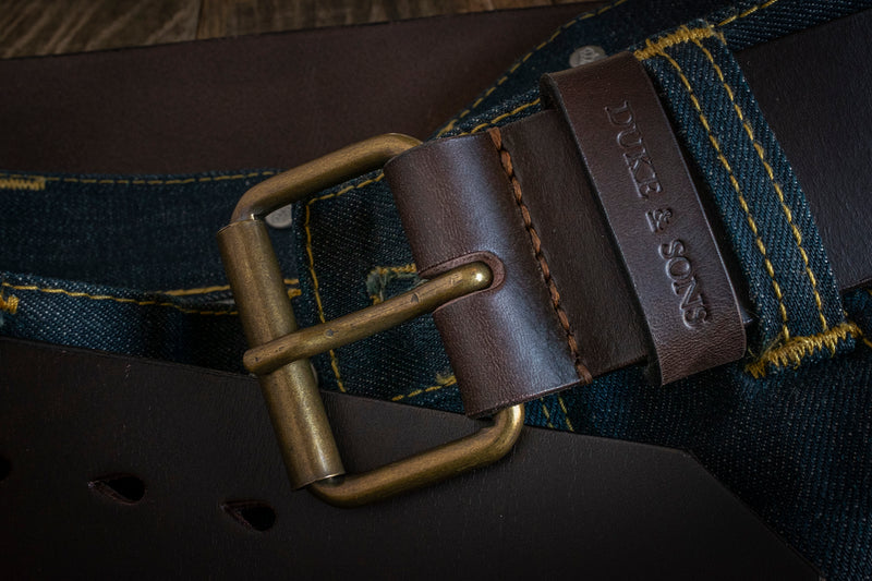 Duke and Sons 2-inch brown leather jeans belt detail jeans loop