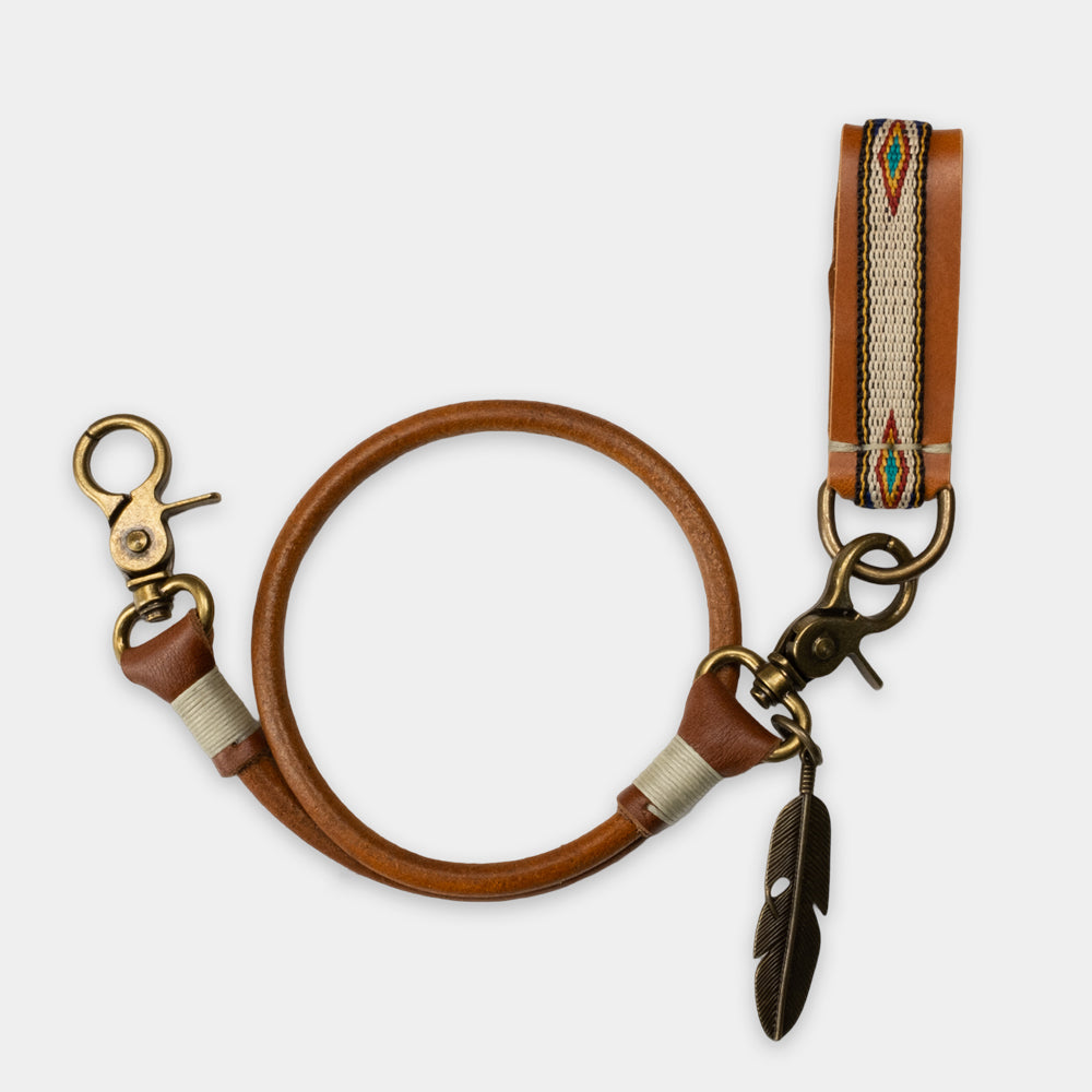 Belt loop with native webbing, cognac version including keychain