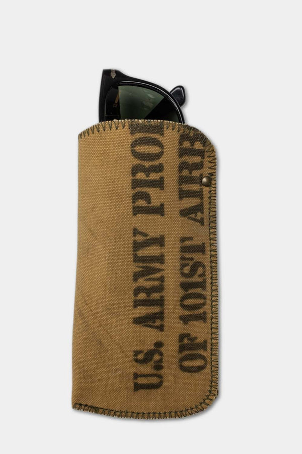 Vintage canvas sunglass pouch 101st Airborne glasses front