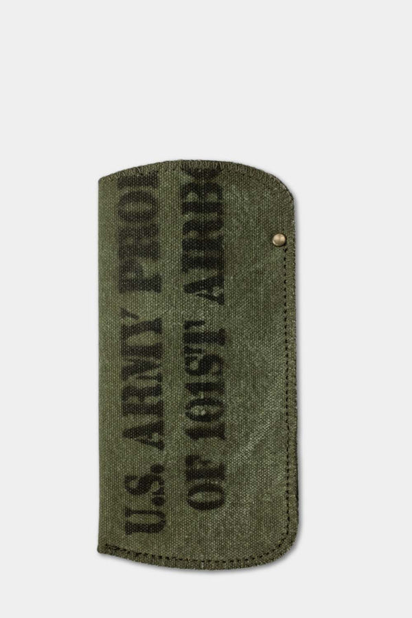 Green canvas sunglass pouch 101st Airborne front