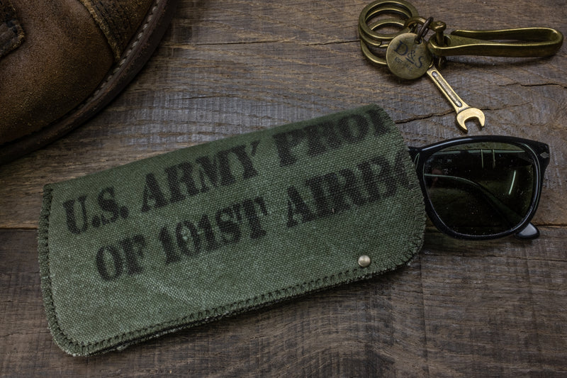 Green canvas sunglass pouch 101st Airborne scene 2