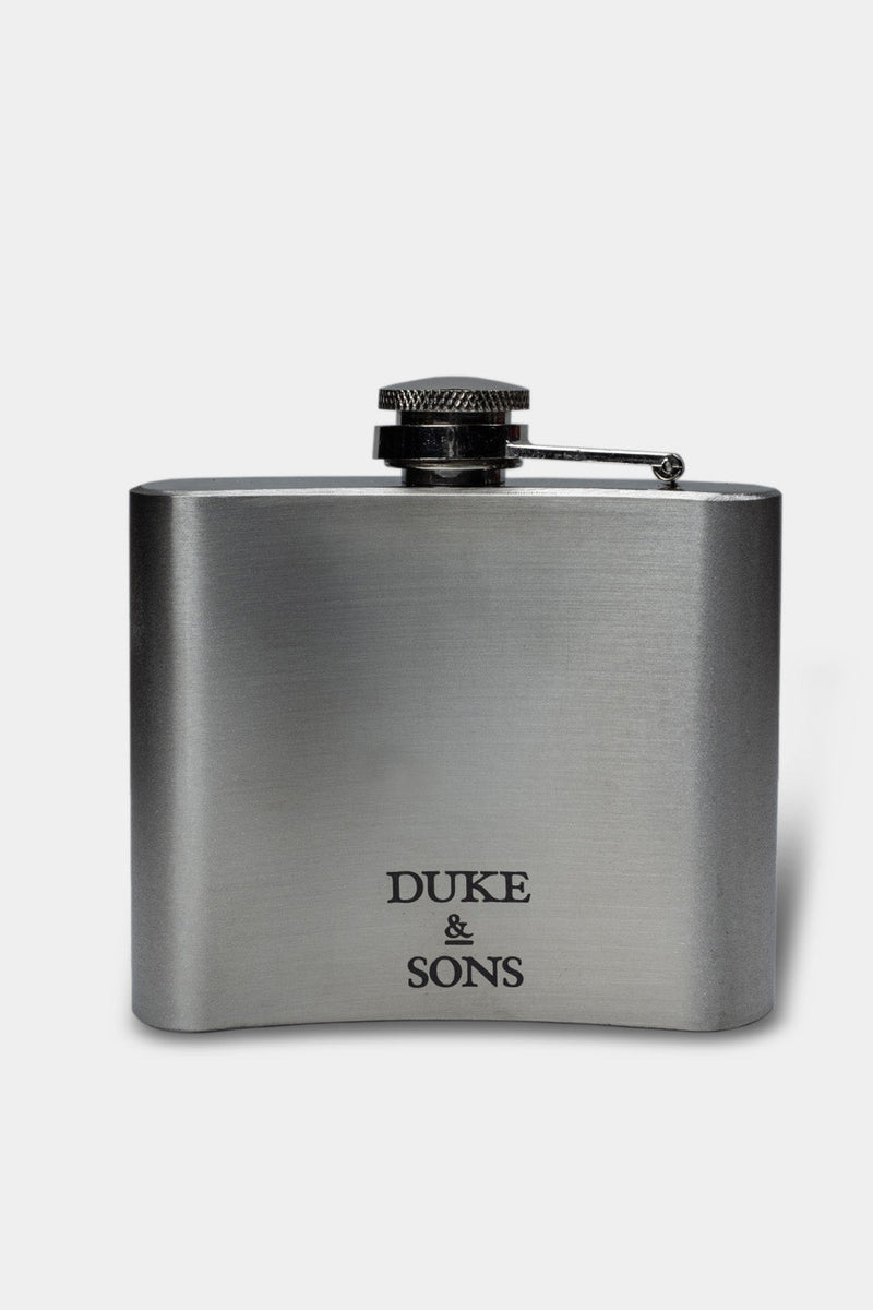 Duke and Sons Stainless steel pocket flask with laser engraved logo 3 back