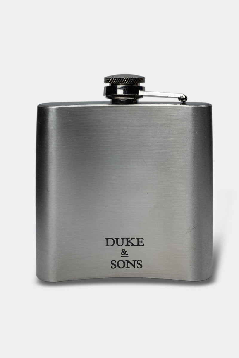 Duke and Sons Stainless steel pocket flask with laser engraved logo 1 back