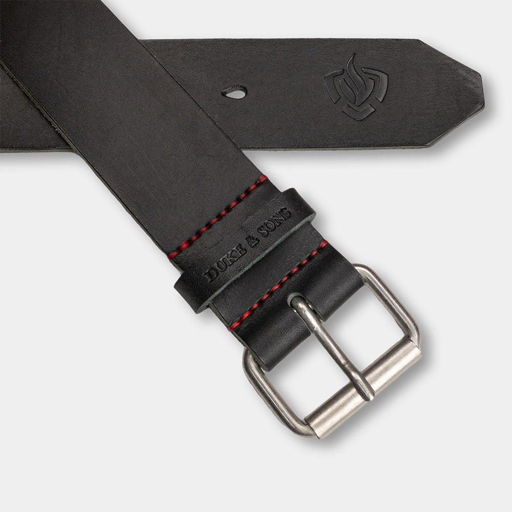 Brandweer riem, zwart tuigleer 50mm