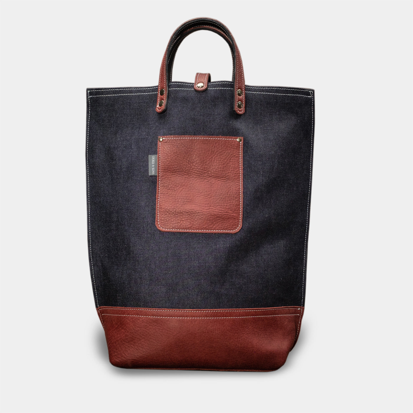 selvedge denim tote bag, Mohawk Gasoline back