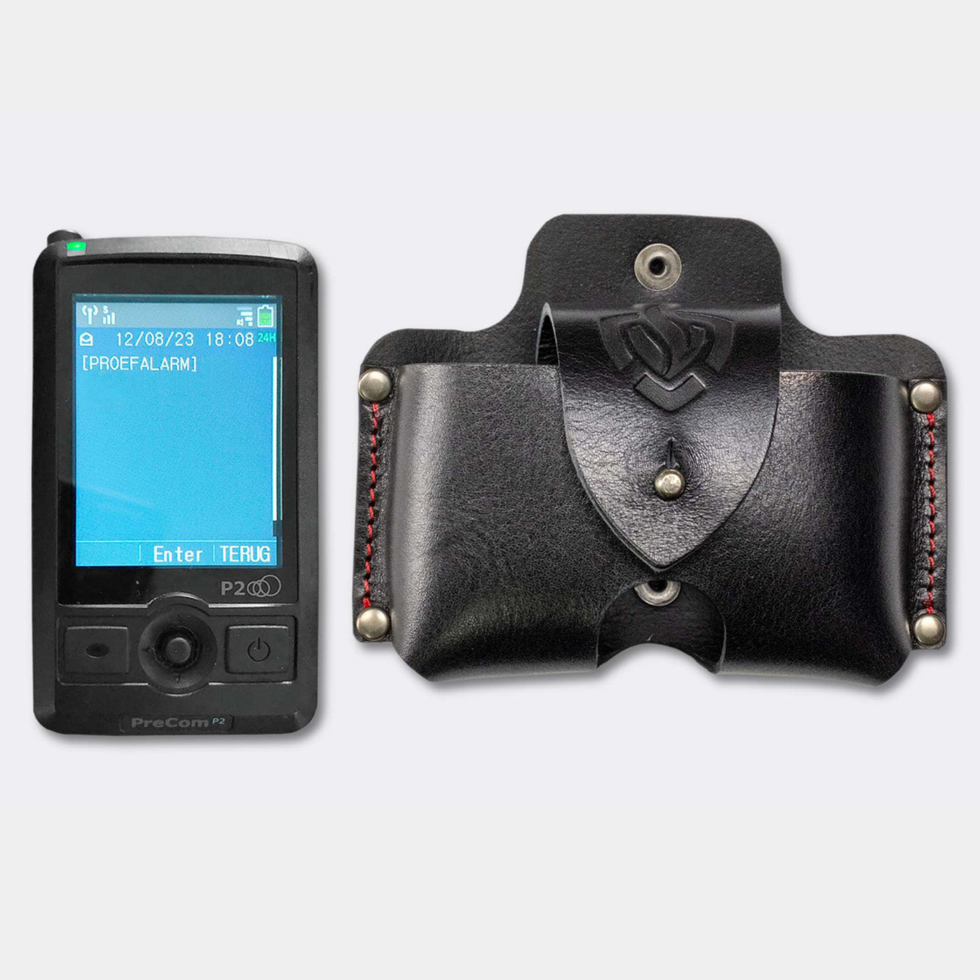Precom P2 zwart leren pagerhouder model A met P2 pager