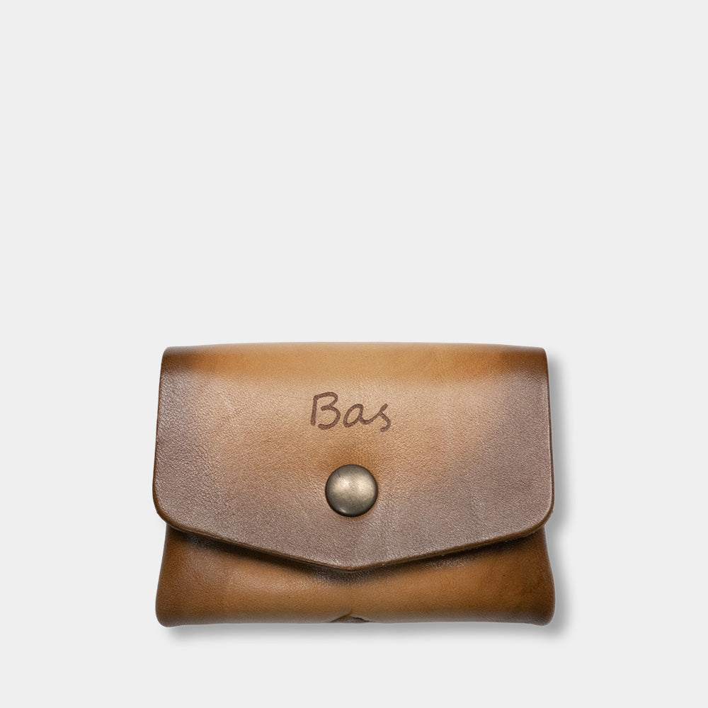 Pocket wallet with Owl on the back and name on the front, closed
