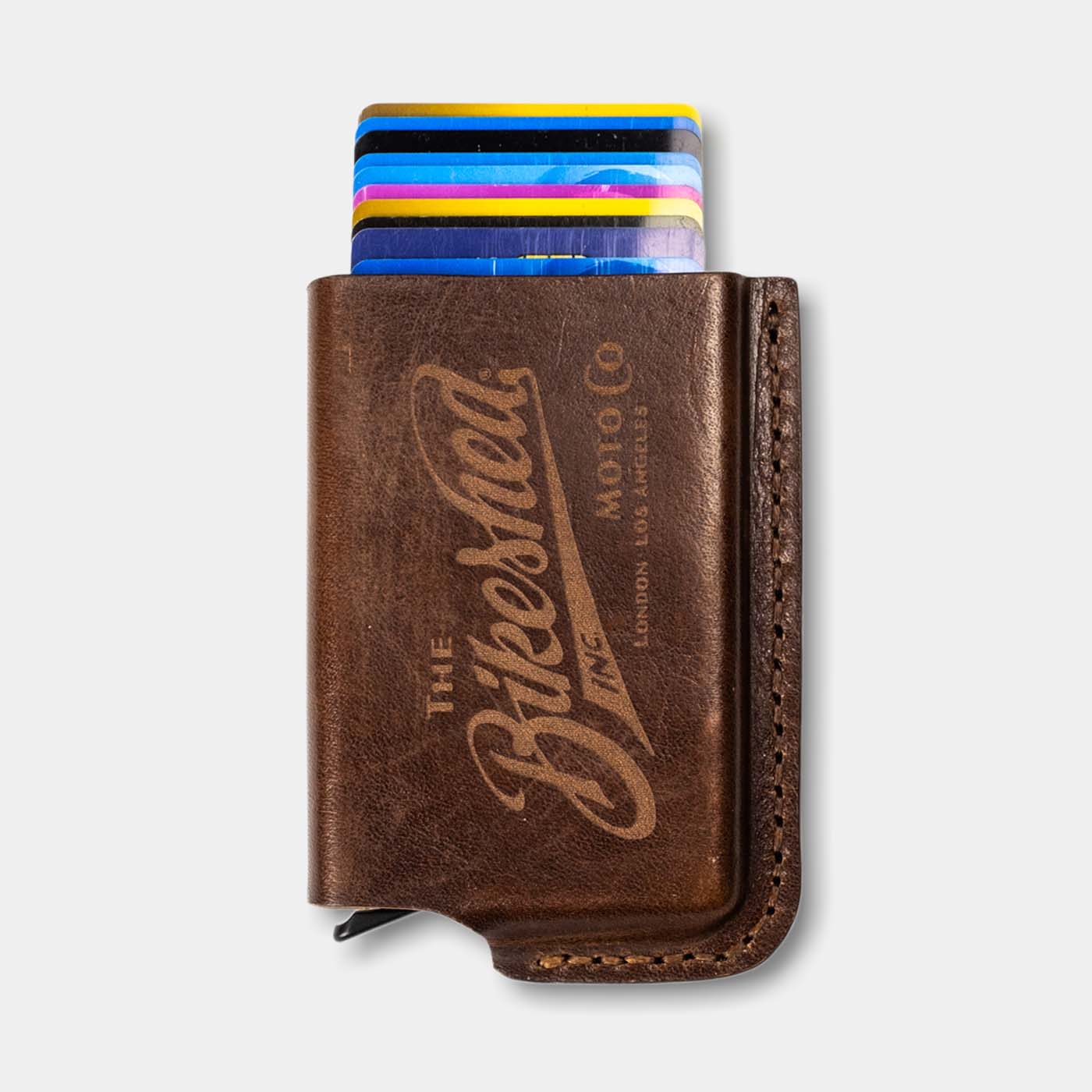 RFIS wallet in brown leather with laser engraved logo