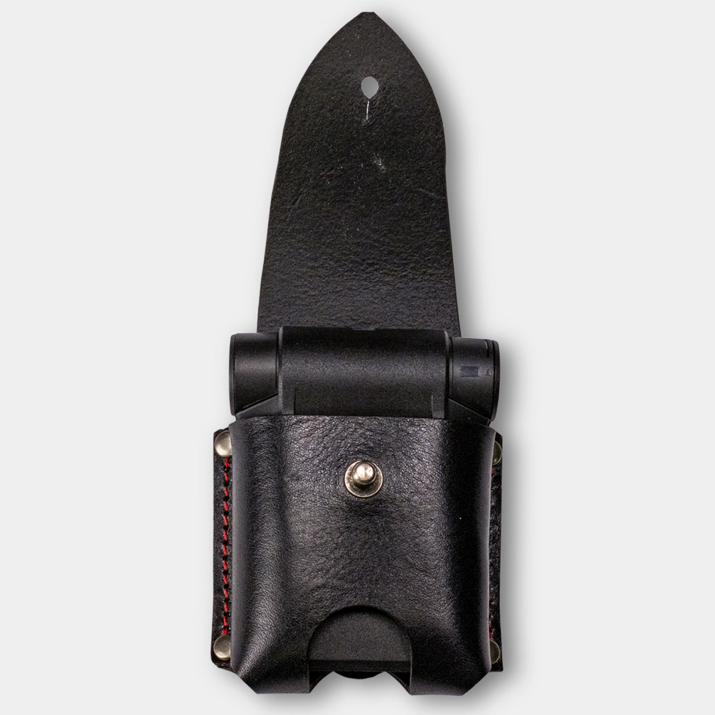 Swissphone pager houder in zwart leer model A met sluiting, open