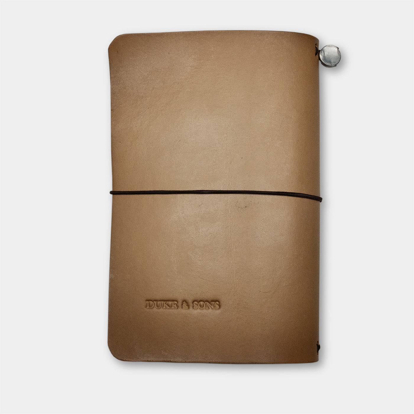 Duke and Sons vegetan leather Traveler notebook with custom logo back