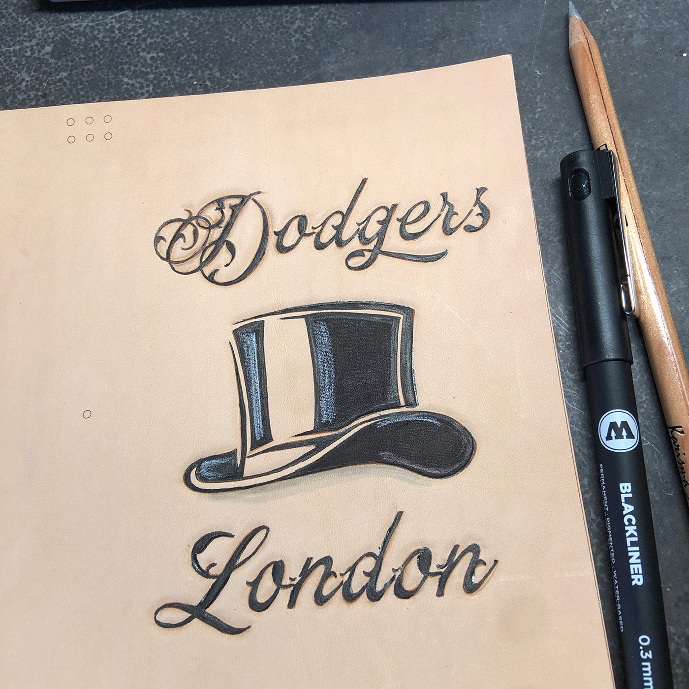 Text and image embossed and colored