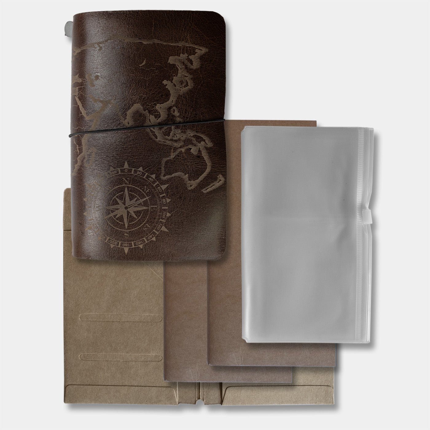 Duke and Sons letaher traveller notebook world map with parts