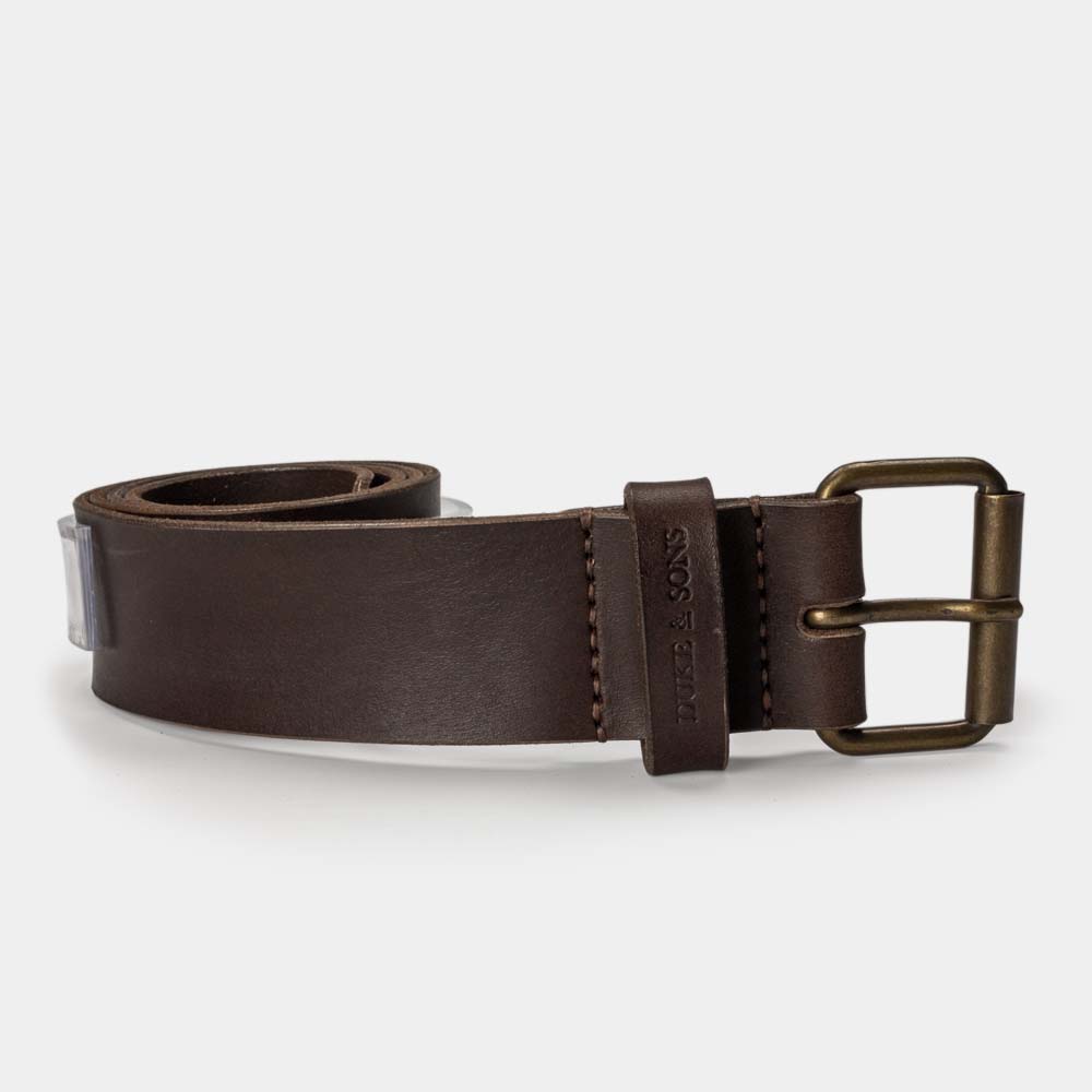 Dark offers Brown Leather Belt With Gun Metal Bandera Buckle