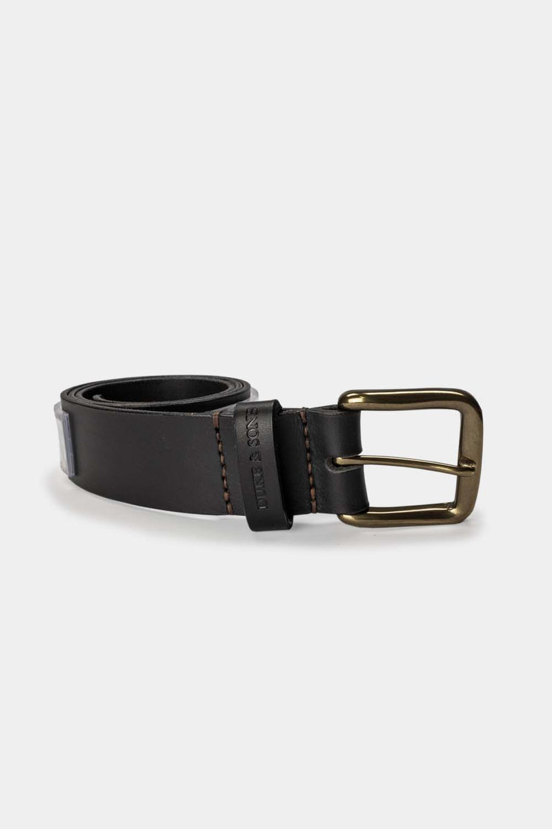 Mens leather Belt, black vegetan leather, solid brass buckle