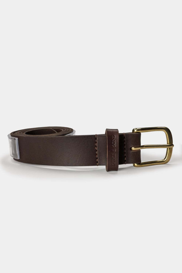 dark brown leather belt with solid brass buckle 40mm front 2, Duke & Sons Leather