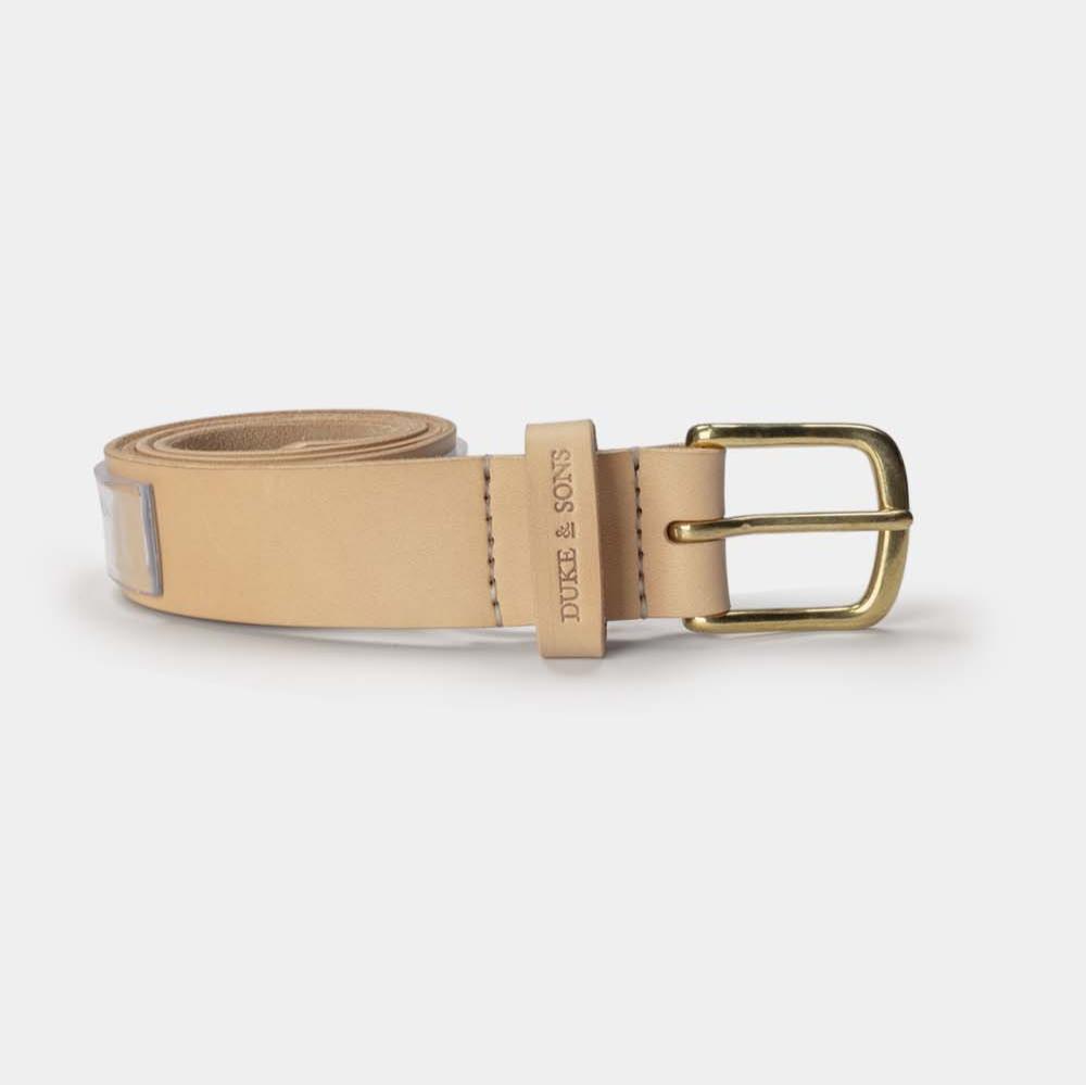 natural leather belt with solid brass buckle 40mm front 2, Duke & Sons Leather