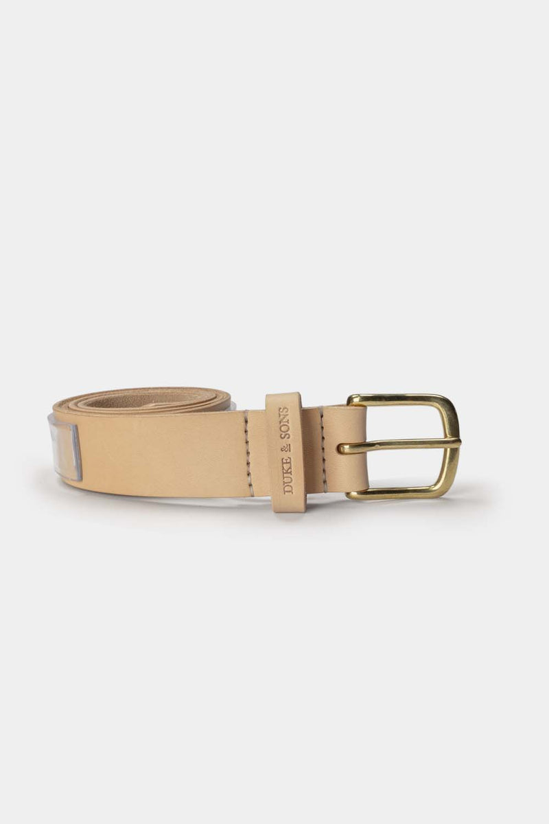 natural leather belt with solid brass buckle 40mm front 2, Duke & Sons Leather