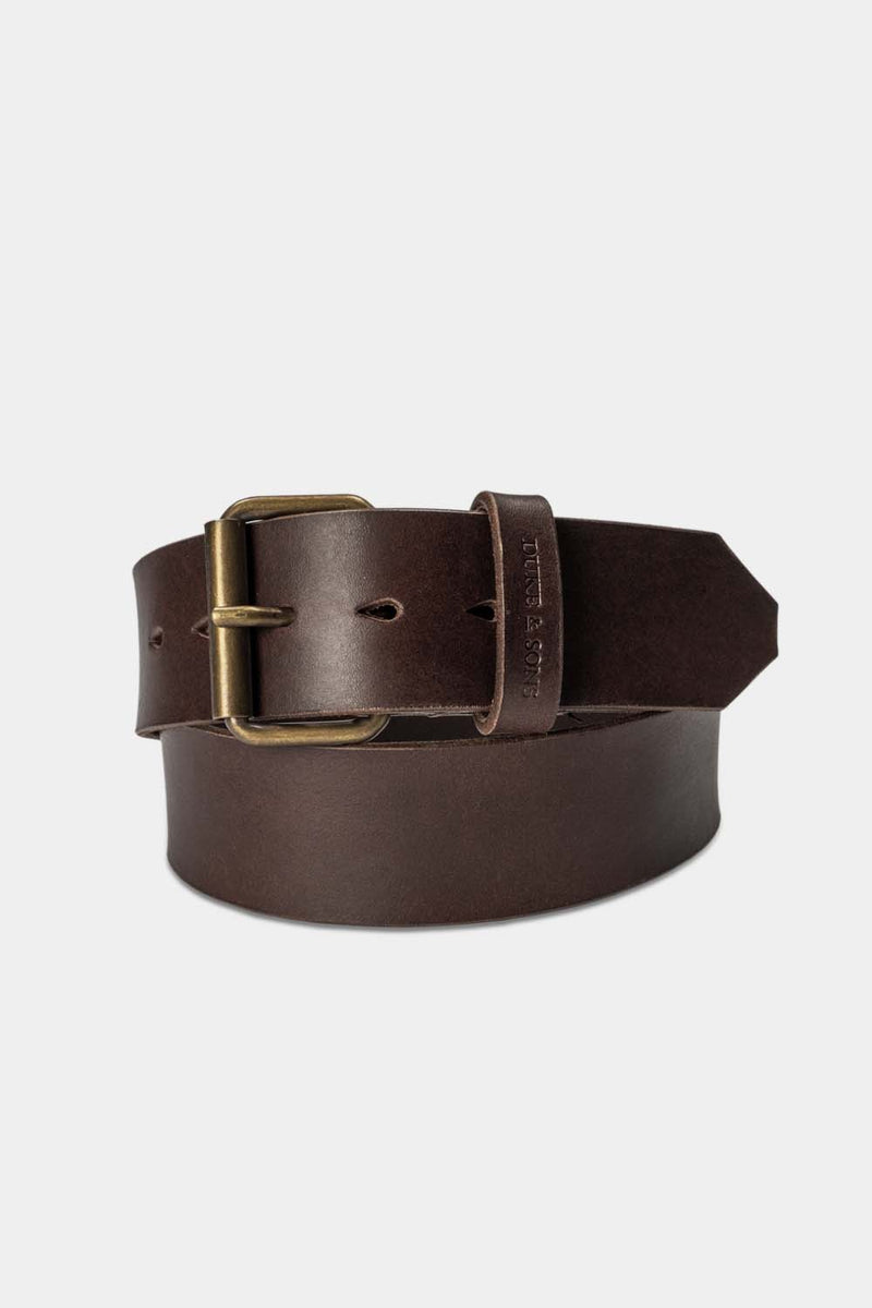 Duke and Sons 2-inch brown leather jeans belt hero