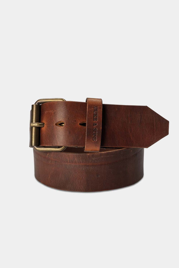 Duke and Sons 2-inch red brown leather jeans belt hero