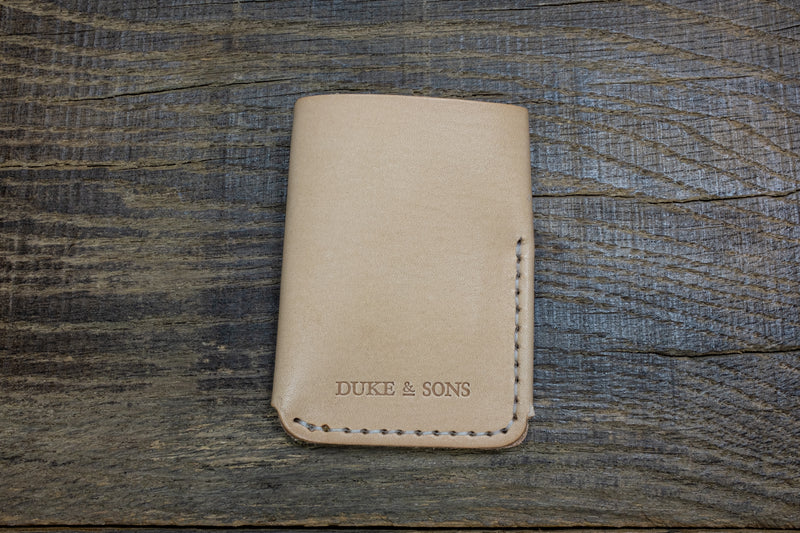 folded pocket wallet, natural leather 'Work Hard' back scene