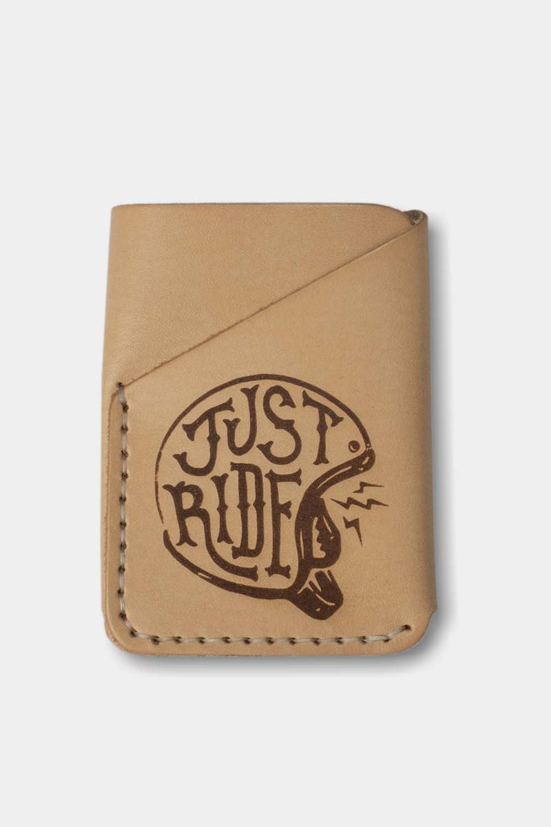 folded pocket wallet, natural leather 'Just Ride' front