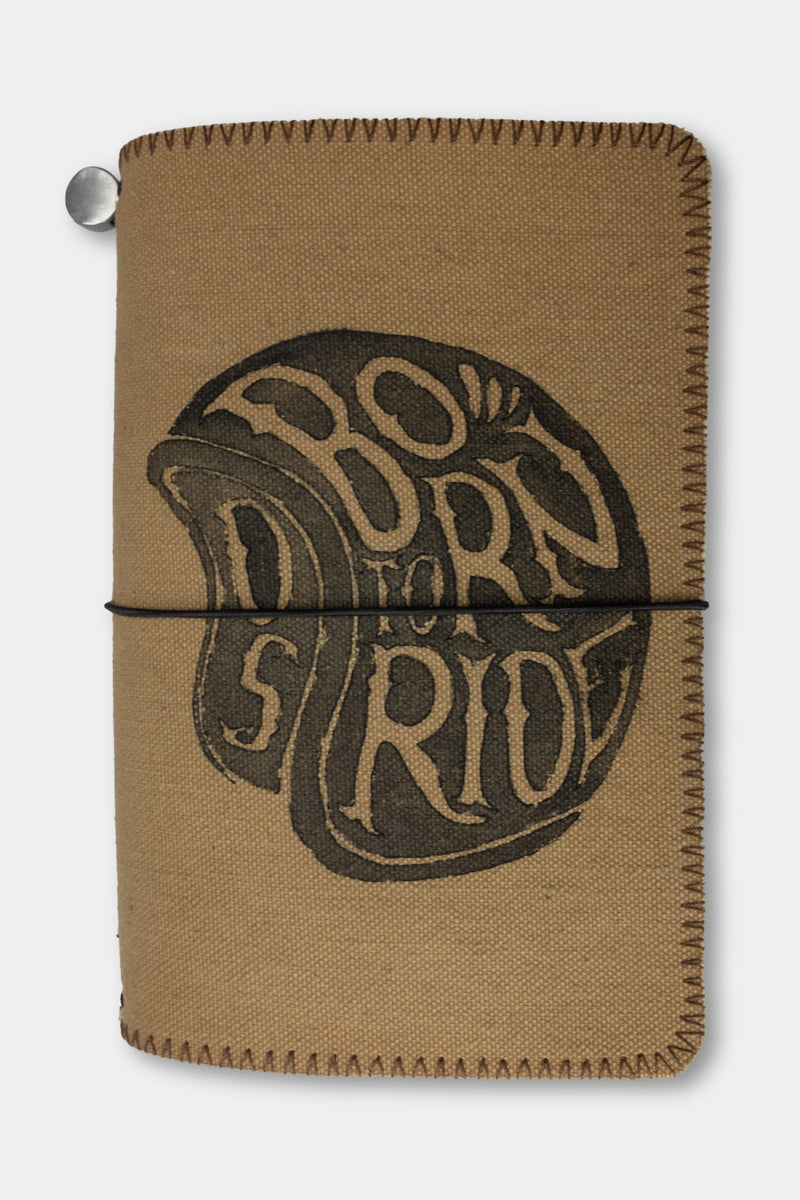 Duke and Sons traveler's notebook 'Born to Ride' logo canvas cover front