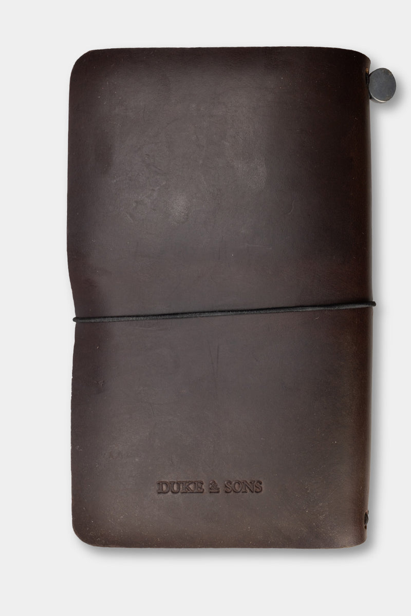 Duke and Sons horween leather Traveler notebook with logo back