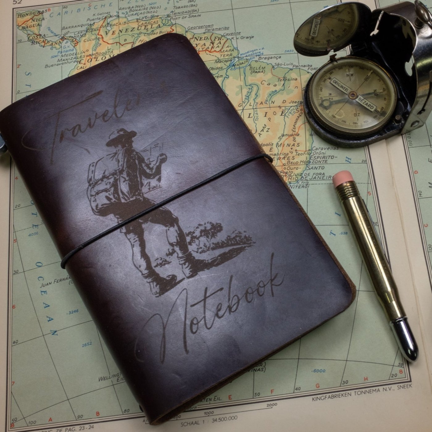 Duke and Sons horween leather Traveler notebook with logo scene